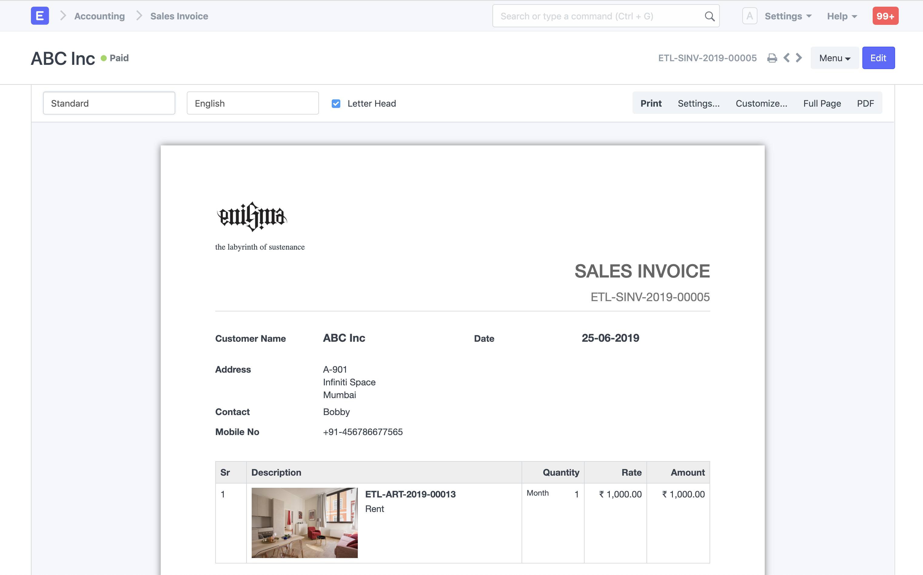 billing sales invoice - PT Digital Asia Solusindo - Modul Penjualan | ERP Module