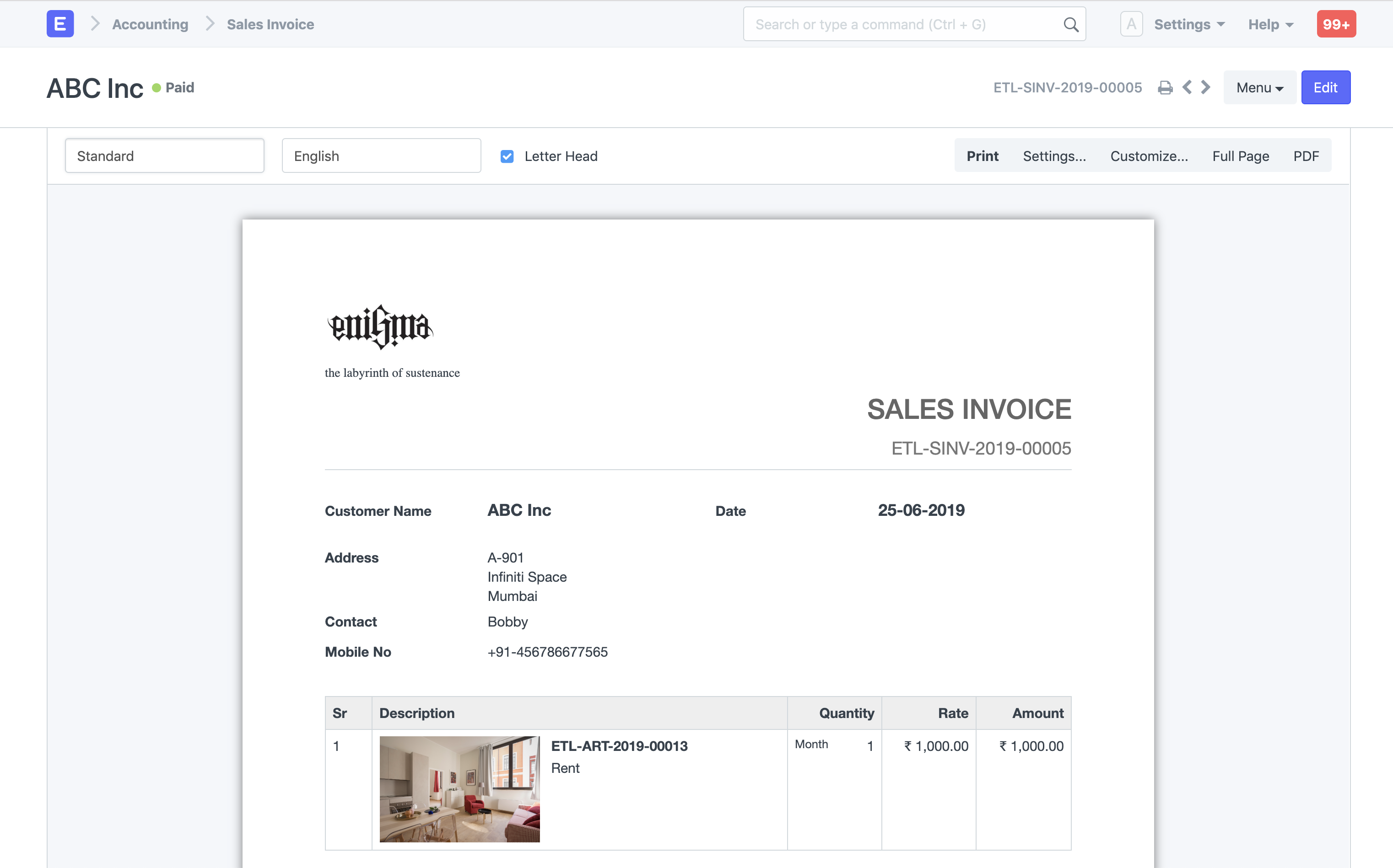 billing sales invoice - PT Digital Asia Solusindo - Distribution / Trading