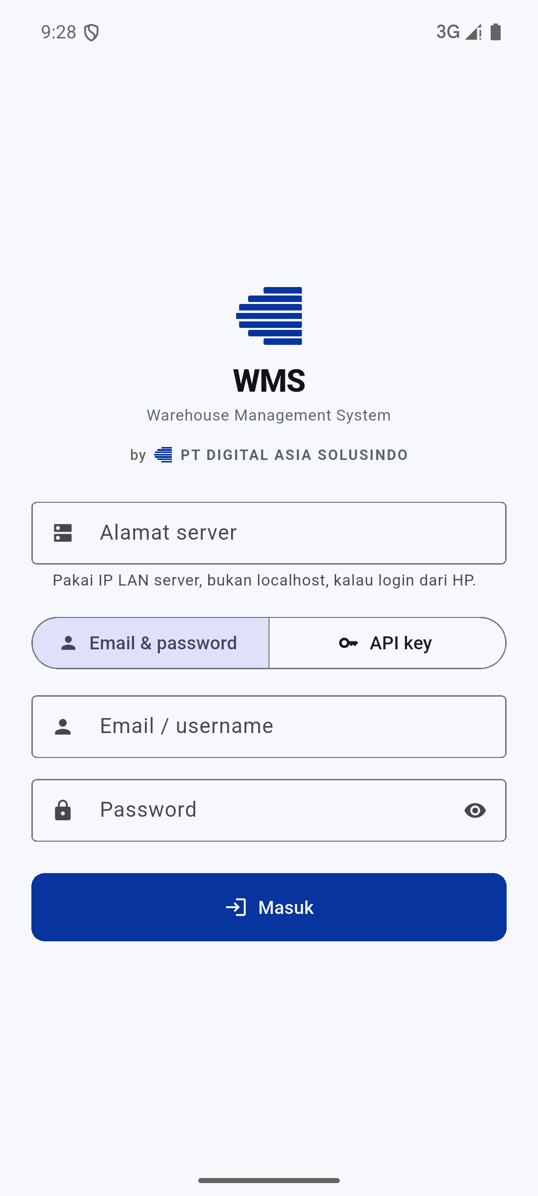 01 login - PT Digital Asia Solusindo - Warehouse Management System