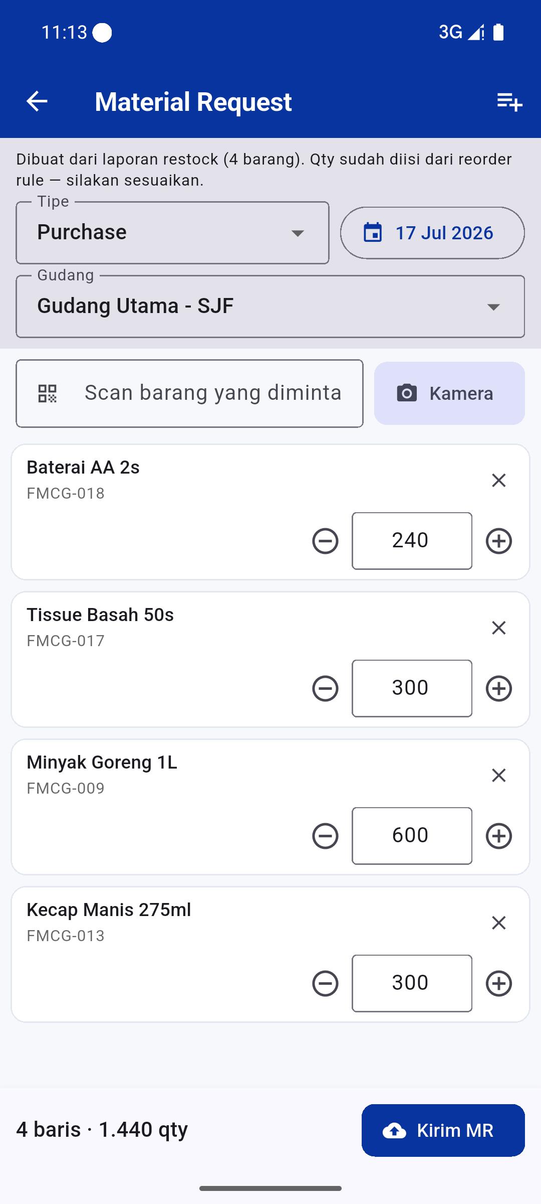 07 material request - PT Digital Asia Solusindo - Warehouse Management System